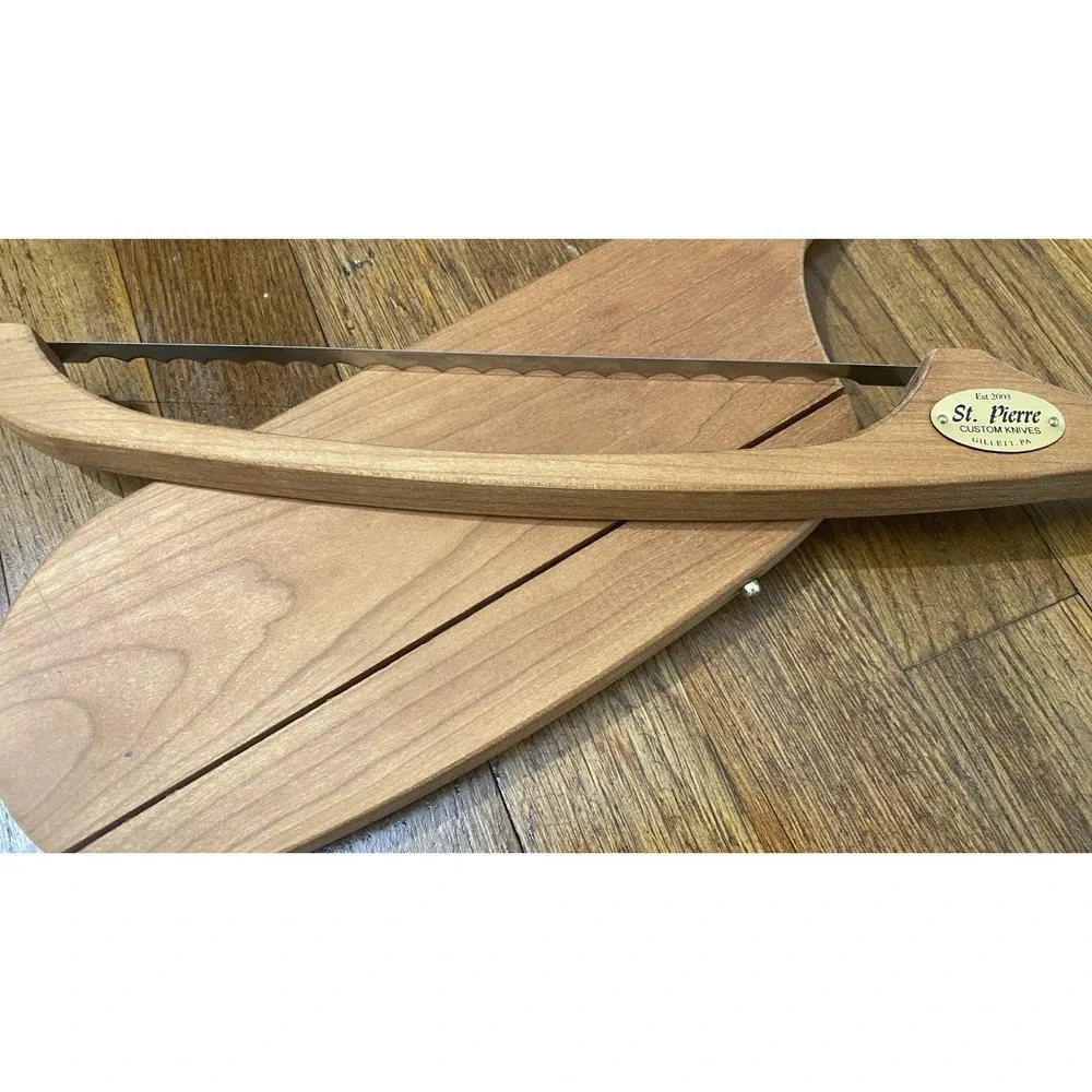 NEW St. Pierre Bread Knife & Integrated Cutting Board Bow Fiddle Style USA Made